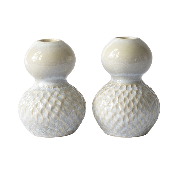 CANDLE HOLDER PAIR - LILAC PEARL