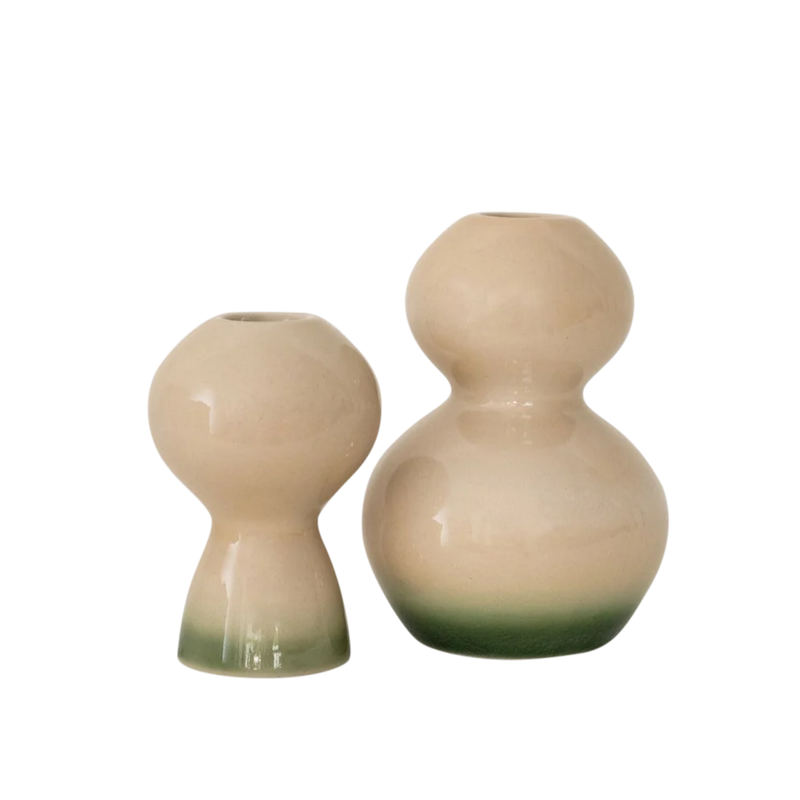 Candle Holder Pair - Dusty Beige