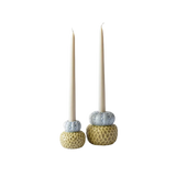 Candle Holder Pair - Matte Mustard & Lilac Gloss