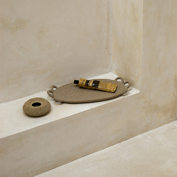 EMALLA HAND TEXTURED VANITY TRAY - RAW STONEWARE