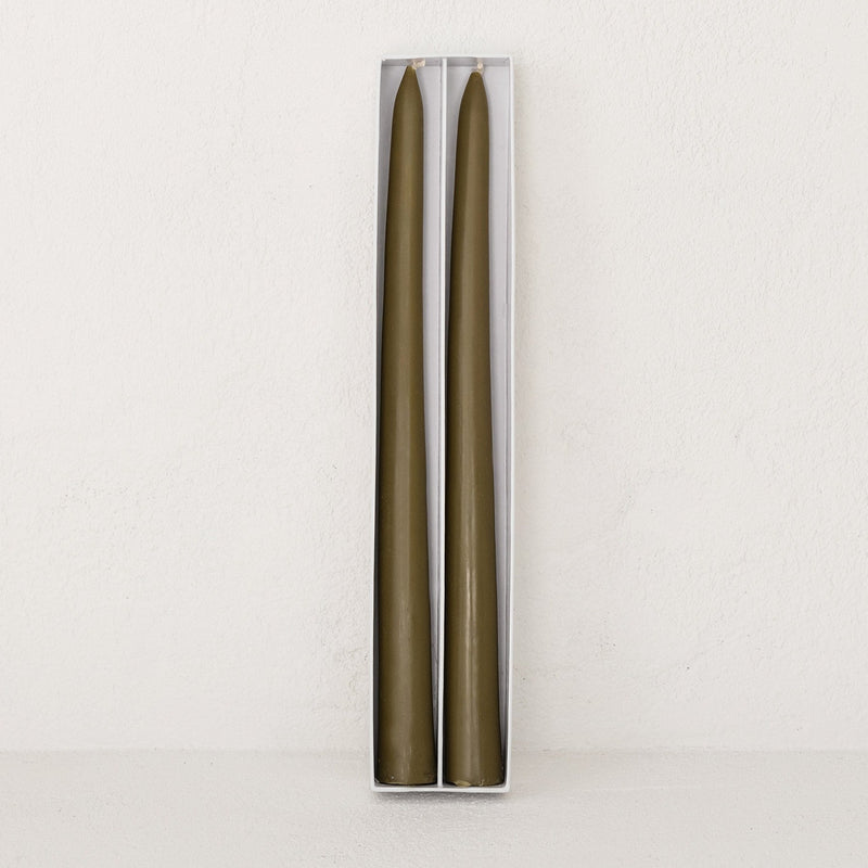 Tapered Candle Pair - Olive