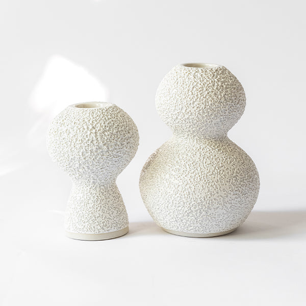 CANDLE HOLDER PAIR - LAVA + BONE