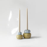Candle Holder Pair - Matte Mustard & Lilac Gloss