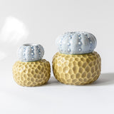 Candle Holder Pair - Matte Mustard & Lilac Gloss